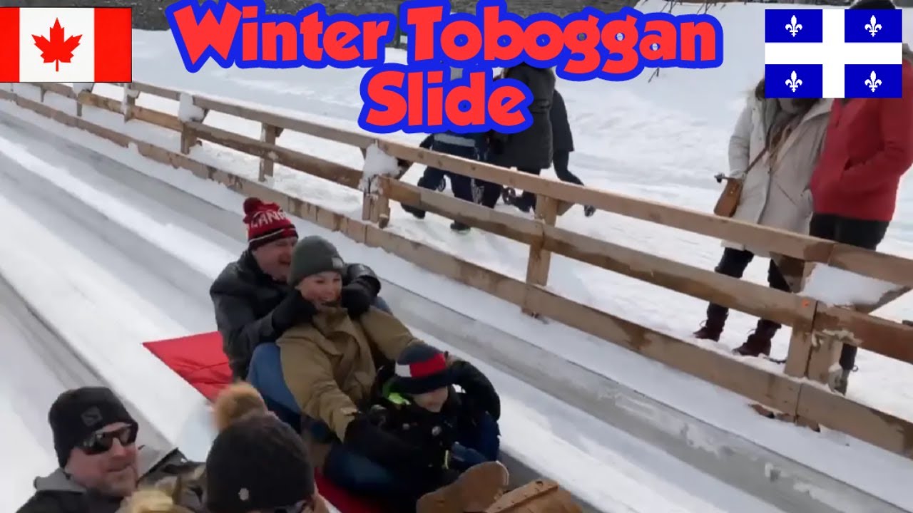 Traditional Winter Toboggan Slide in Quebec City Canada